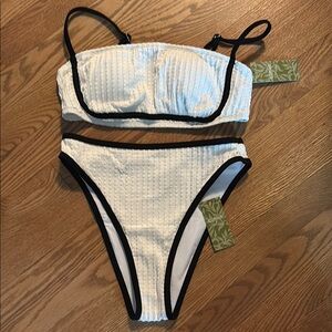 White and Black Bikini Set